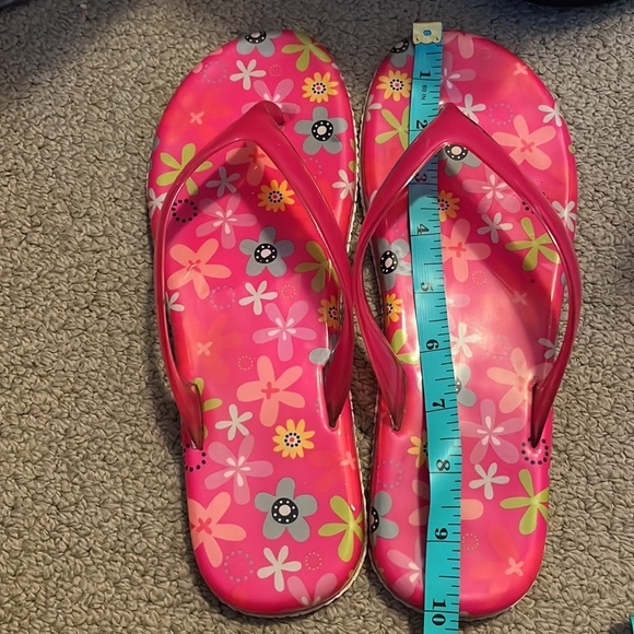 Floral Jelly Flip Flops Thong Sandals Flower Power Barbie Fuchsia Pink Retro 7 8 - Picture 4 of 7
